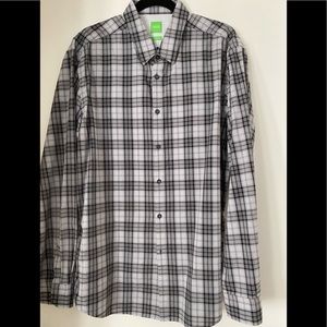 BOSS Mens plaid button shirt